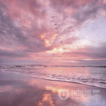 夕阳夕照下的海水，海潮，海边唯美风景微信头像