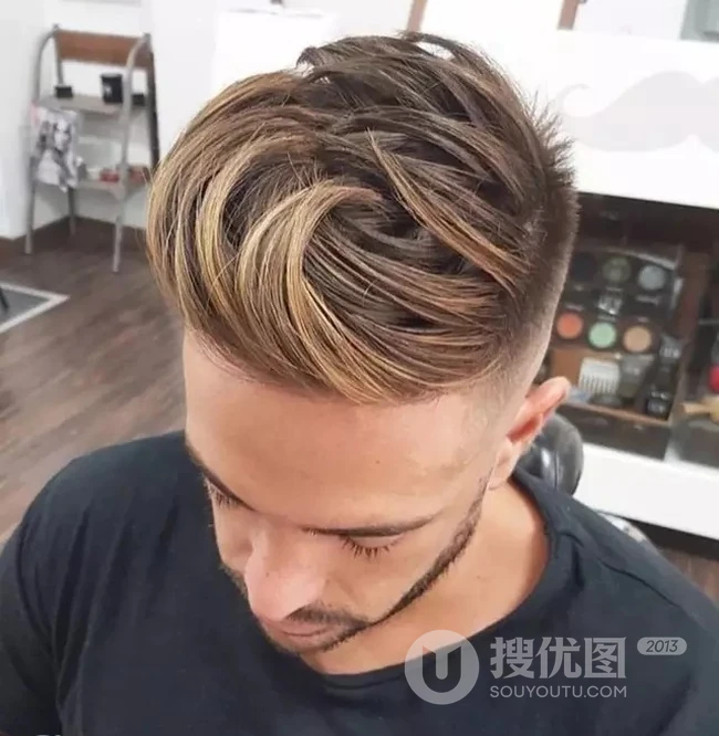 酷帅欧美男士型男两边推，中间向后梳流行发型 第2张