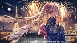 2019年8月下旬精美动漫和服美女日历壁纸图片