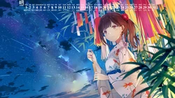 2019年8月下旬精美动漫和服美女日历壁纸图片