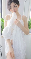白皙好看的美背女生沈梦瑶肩带连衣裙系列唯美写真