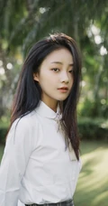 吴佳怡清新白衫短裙学生制服装户外草地写真图片