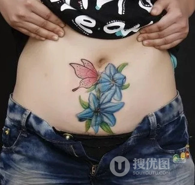气质个性唯美适合女生腹部位置的纹身图案 第6张