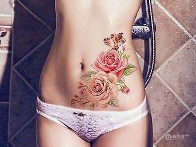 气质个性唯美适合女生腹部位置的纹身图案 第1张