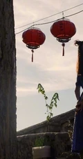 陈瑶小山村旅拍写真，蓝色碎花连衣裙清新唯美
