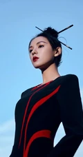 张予曦丸子头插筷子造型亮相巴黎，复古长裙韵味十足