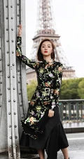 胡冰卿复古旗袍连衣裙优雅动人街拍写真图片