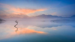 唯美夕阳下的大海，海边等好看景色风景壁纸图片