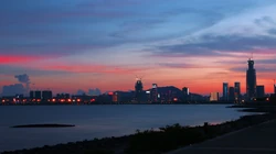 唯美夕阳下的大海，海边等好看景色风景壁纸图片