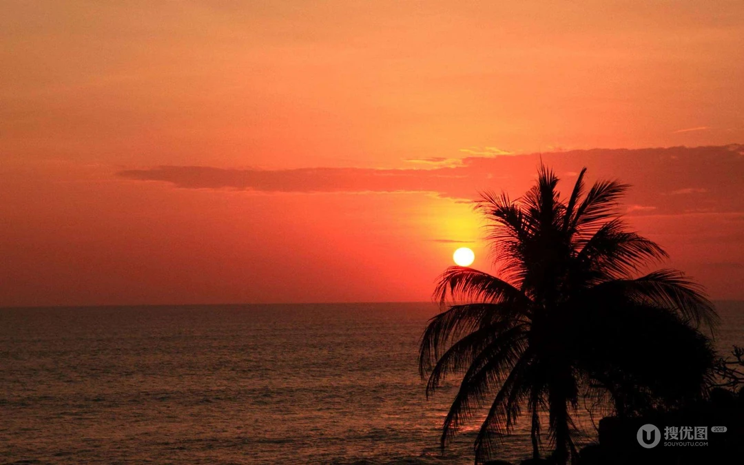 唯美夕阳下的大海，海边等好看景色风景壁纸图片