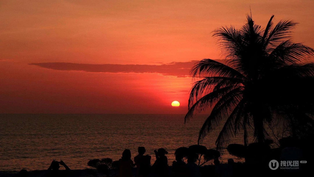 唯美夕阳下的大海，海边等好看景色风景壁纸图片