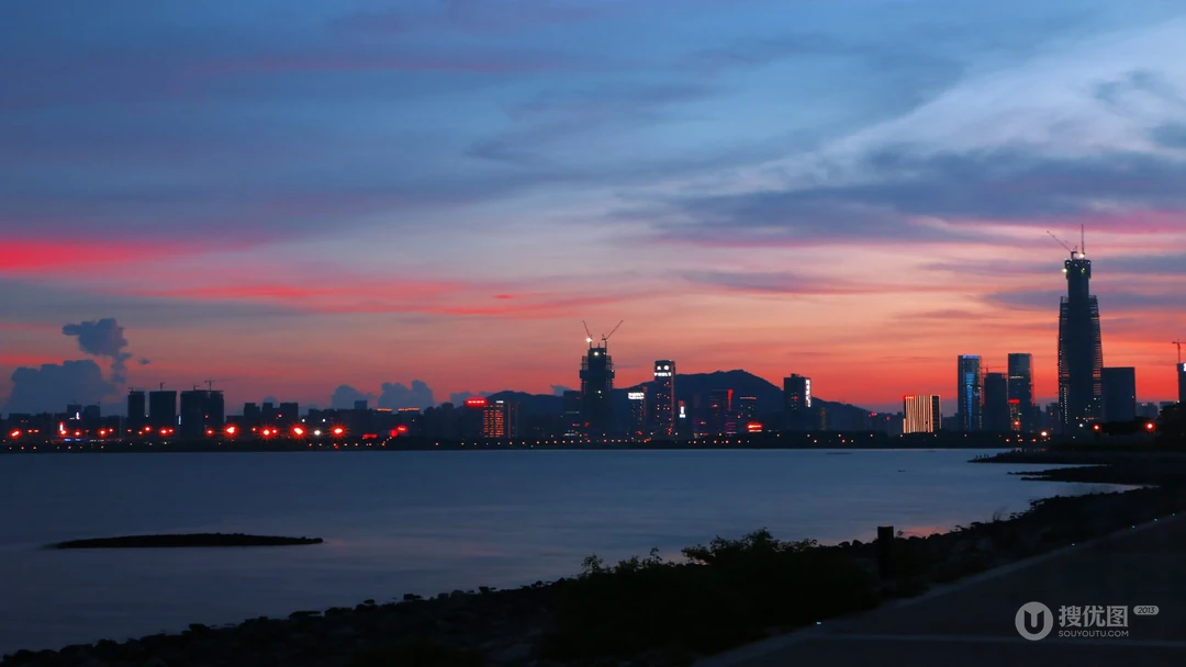 唯美夕阳下的大海，海边等好看景色风景壁纸图片
