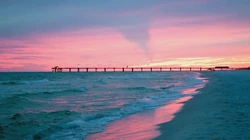 唯美夕阳下的大海，海边等好看景色风景壁纸图片