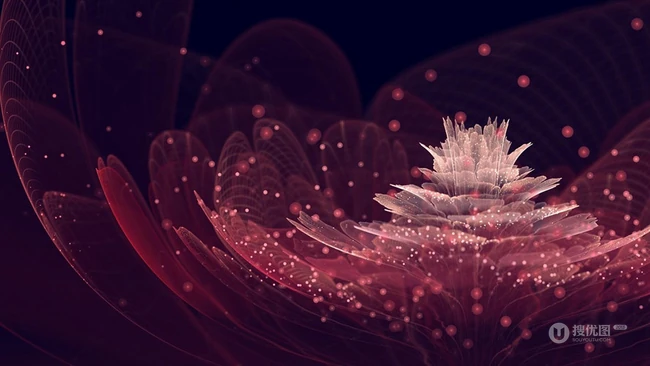 唯美梦幻七彩水晶莲花科幻3D场景意境图片