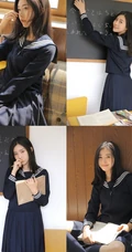 学日文的日系清新制服短裙女生教室唯美室内写真