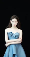 祝绪丹气质棚拍写真，蓝色礼裙连衣短裙柔美动人