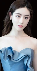 祝绪丹气质棚拍写真，蓝色礼裙连衣短裙柔美动人