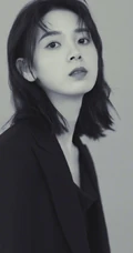 陈瑶唯美好看黑衣白裤黑白写真大图