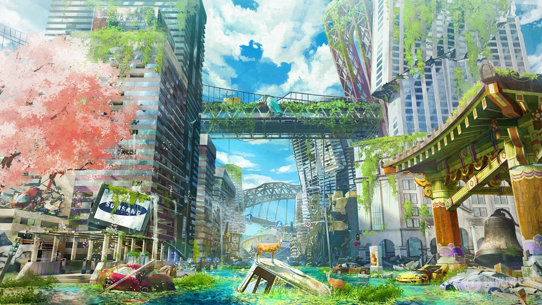 唯美梦幻，壮观震撼的二次元场景，好看的二次元桌面壁纸
