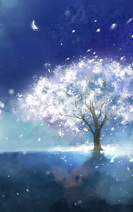 唯美梦幻树湖中倒影好看手机壁纸