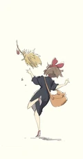 魔女宅急便动漫人物纯手绘卡通简约手机壁纸
