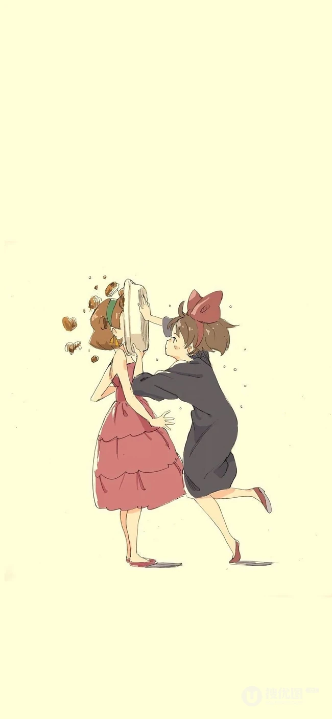 魔女宅急便动漫人物纯手绘卡通简约手机壁纸
