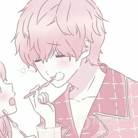 二次元唯美男生女生配对一左一右情侣亲吻拥抱头像