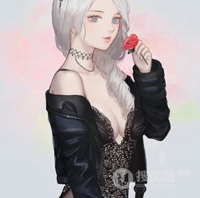 二次元动漫女生、气质女生插画图片，看对眼的刹那瞬间