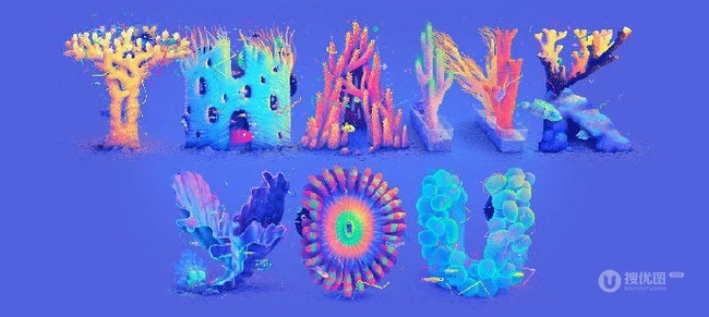 清新珊瑚水母字体字母插画设计作品欣赏