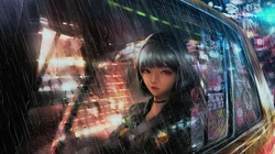 忧伤的雨中二次元世界，唯美高清动漫下雨天壁纸图片