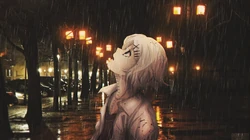 忧伤的雨中二次元世界，唯美高清动漫下雨天壁纸图片