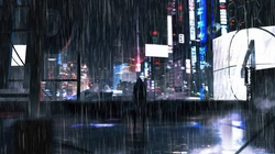 忧伤的雨中二次元世界，唯美高清动漫下雨天壁纸图片