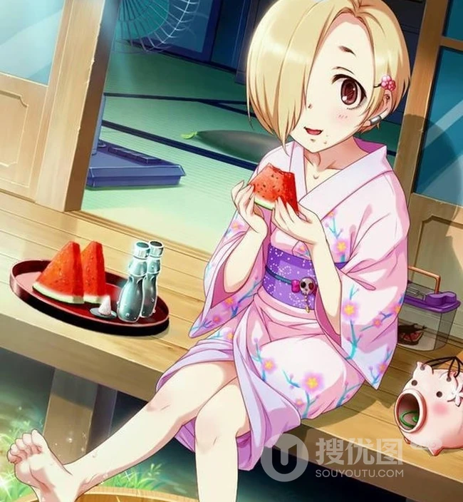 动漫《偶像大师灰姑娘女孩》黄短发红眼睛少女白坂小梅图集