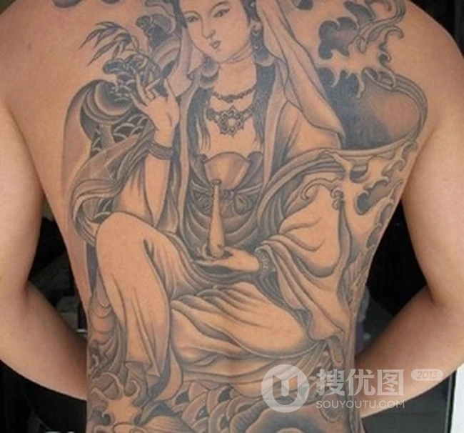 男生背部个性霸气的欧洲女，龙图腾，弓箭手等纹身大图案欣赏 第5张