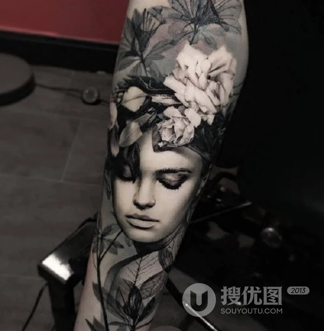 有想过把喜欢的人纹在手上吗？手臂上的欧女生人像大纹身图集 第1张