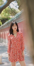 每天一件花衬衫，章乐韵花裙子街拍写真，和这个天气很搭