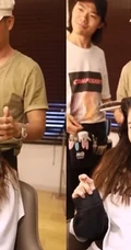 杨颖Angelababy日常化妆间照片，与化妆师谈笑很是开心
