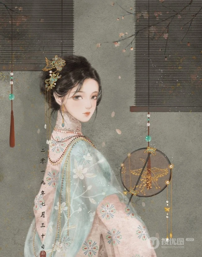 古风，古典，古香，古色的手绘美人图素材图集