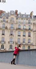 吴宣仪个性时尚红衣黑裙法国旅拍杂志写真图片