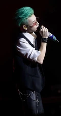 小鬼王琳凯个性非主流绿色发型专注演唱时舞台照片图集