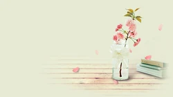 简约清新居家小闹钟，书本，花瓶等物件桌面壁纸图片
