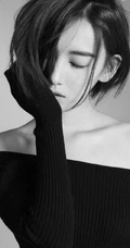 李沐宸气质黑白写真美图，短发俏丽造型优雅