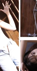 牛仔短裤家居服少女木屋结构民房浴室写真图片