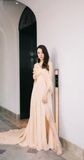 迪丽热巴高贵开叉礼服线条感写真图片，大秀美背气质动人
