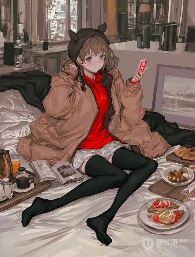 动漫短裤，短裙，袜装少女CG人物插画日常生活图集