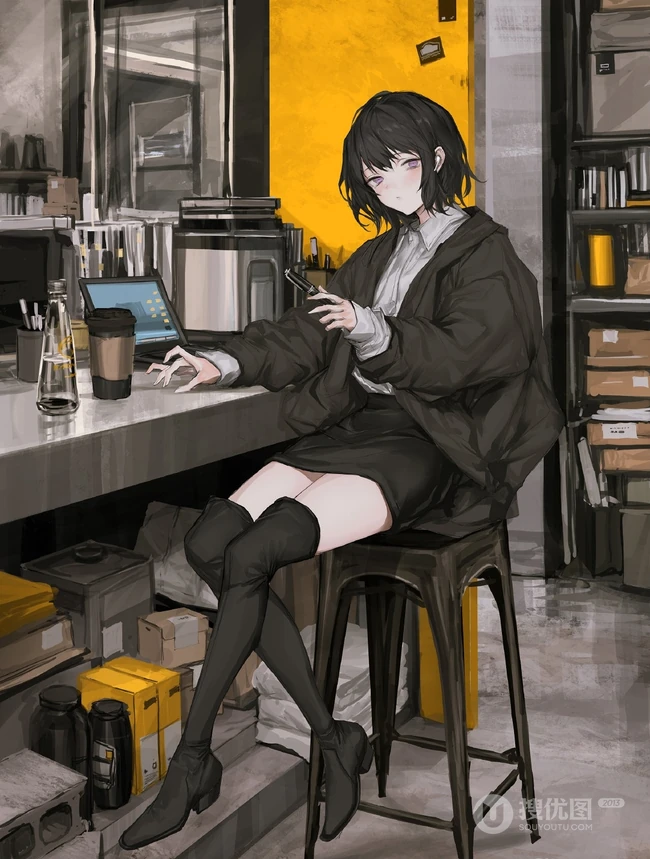 动漫短裤，短裙，袜装少女CG人物插画日常生活图集
