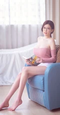 气质短衫短裤修身女生兔娘优雅室内喝茶看书高清写真