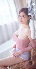 气质短衫短裤修身女生兔娘优雅室内喝茶看书高清写真
