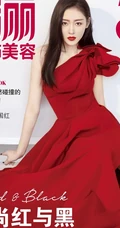 张天爱最燃中国红主题魅力写真，红衣红唇时尚气质