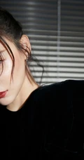 袁姗姗黑衣白裤百叶窗前冷艳写真图片
